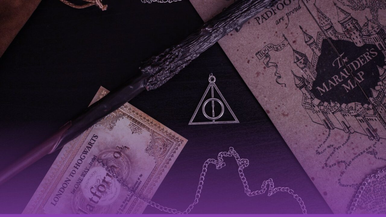 A wand resting on an old spell book by candlelight